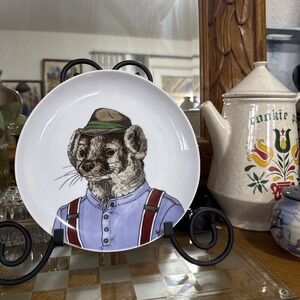 West Elm‎ Rachel Kozlowski Dapper Badger Plate Excellent 8.5"